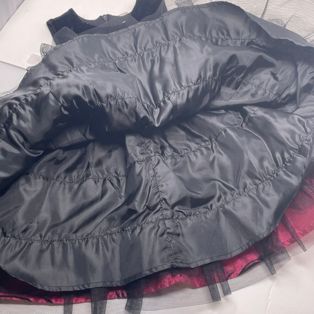 Lilybird Girls 2T Pink Black Velvet Tulle Party Dress - Picture 9 of 9